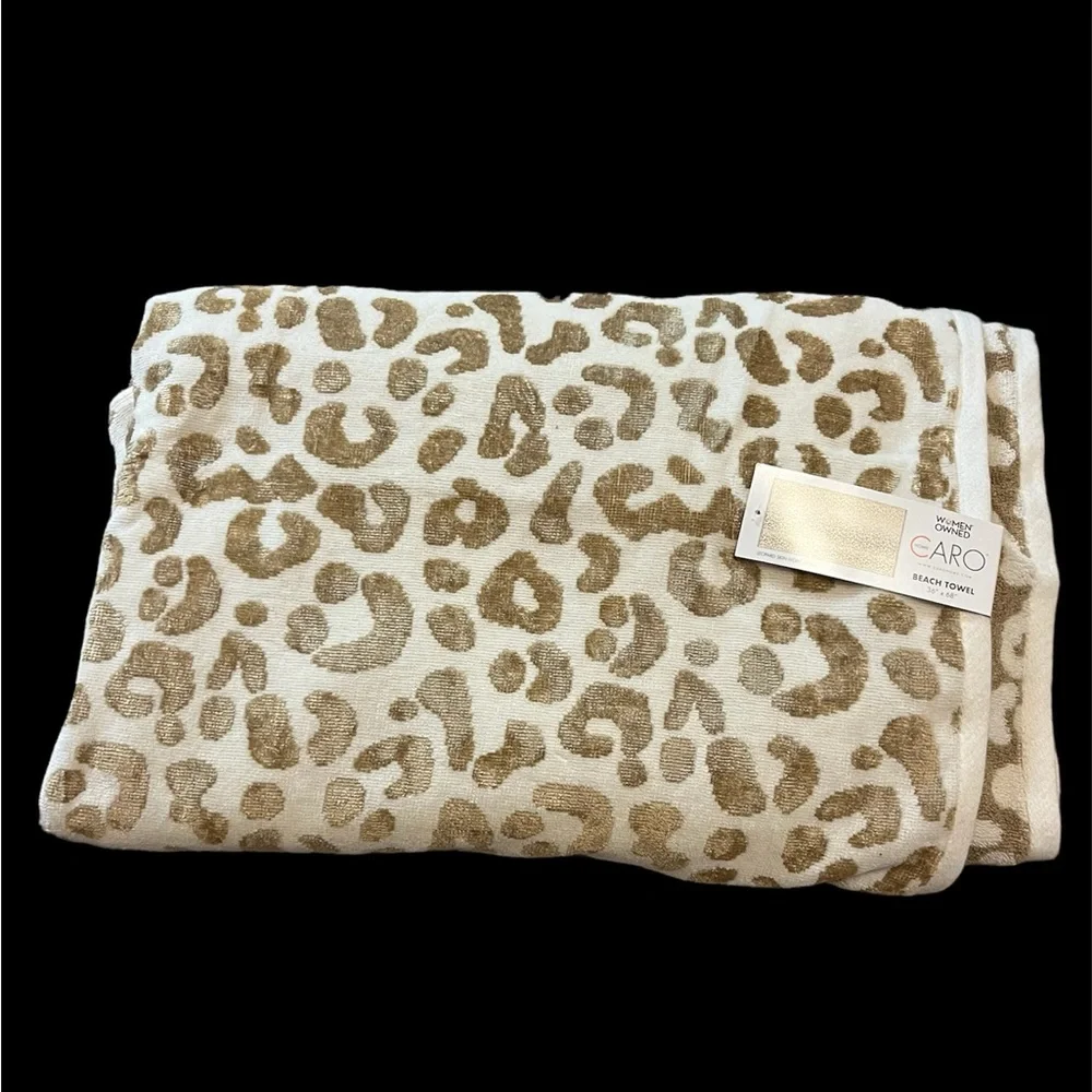 🆕 Leopard Beach Towel Ivory Gold